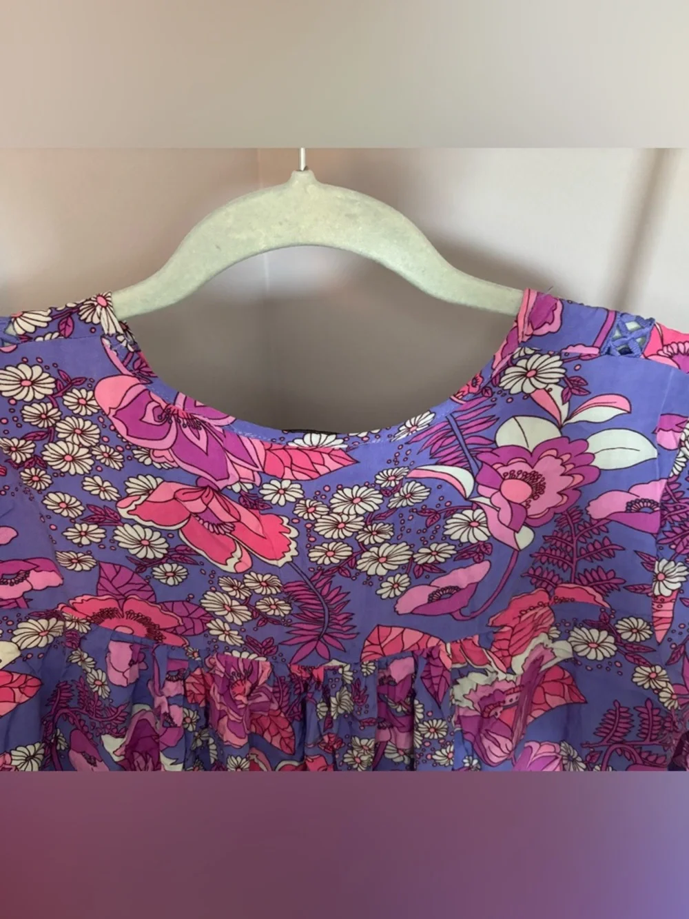 Floral Peasant Dress in Purple & Pink - Picture 11 of 14